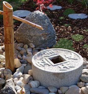 Shenzen Bachi Japan Wasserbecken aus Granit Granitbecken Koi Zen-Garten D30cm 