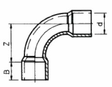 PVC-Bogen 90&deg; Durchmesser von 20 bis 160  mm