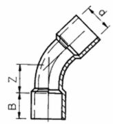PVC-Bogen 45&deg; Durchmesser von 32 bis 160 mm
