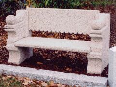 Granitbank, grau-weiß oder rosa mit Rückenlehne